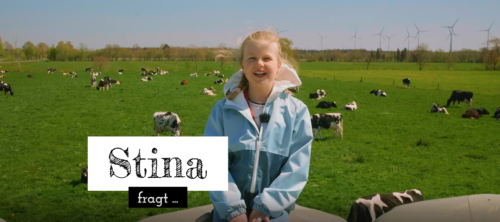 Stina sitzt auf Heuballen